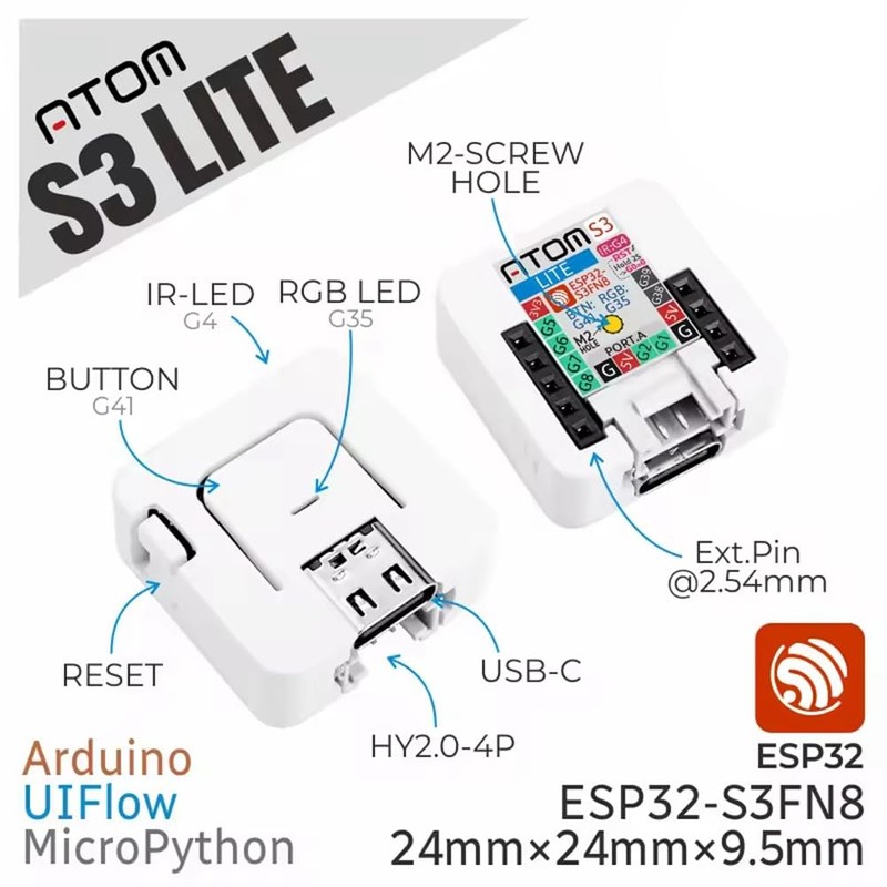 Aswalling ATOMS3 Lite ESP32S3 Development Kit IoT, AI Integration, Wireless