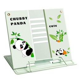 SHUOHONG Metal Book Stand, Adjustable Foldable Book Holder, Reading Stand for Children with 6 Adjustable Positions, Cookbook Holder, Multifunctional Book Stand for School, Kitchen and Office (Green)