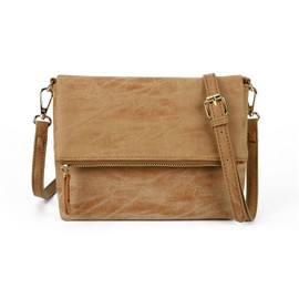 Gladdon Women's Shoulder Bag, Shoulder Bag with Zip, Crossbody Bag, Leather Handbag, Small, Daypack, khaki, Plain