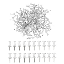 120pcs Transparent Push Pins,Clear Drawing Pins, Walls Notice Board Pins for Wall Hangings,Cork Board,Maps Posters Photos,Pinboard,Notice Board (silver)