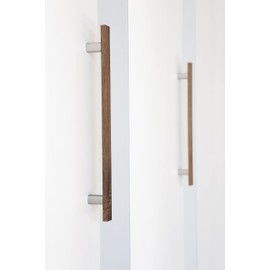 Gedotec Furniture Handles, Aluminium and Wood, Pack of 1, Folding Door Handles Furniture, Length: 220 mm, ARA, Oak, Stainless Steel Look, Minimalist, Cabinet Handles, Drawer Handles, Kitchen Handles,