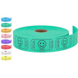 Tacticai 500 Raffle Tickets, Smile, Green (8 Color Selection), Single Roll, Ticket for Events, Entry, Class Reward, Fundraiser & Prizes