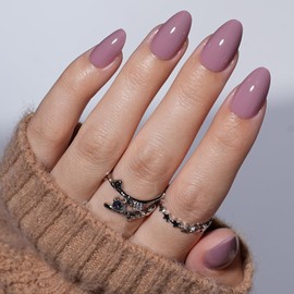 Pink Press On Nails - Pink Milk Short Fake Nails, Almond Press On Nails Reusable Stick On Nails in 16 Sizes, 32pcs False Nail Kit for Women & Girls