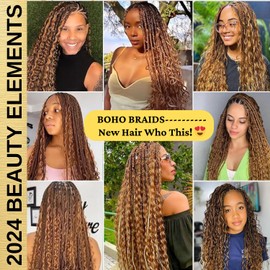 Syrenlore Honey Blonde Ombre Braiding Hair, 4/27 Human Curly Hair for Boho Braids Deep Wave Bulk Human Hair for Braiding, No Weft Blonde Highlights Real Human Hair Extensions, 16 Inch 100G FULL BULK