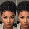 Pelucas cortas rizadas con corte Pixie y flequillo de cabello