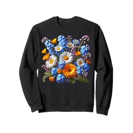 Daisies, Forget-Me-Nots, Marigolds Bouquet Shapes Mania Sweatshirt