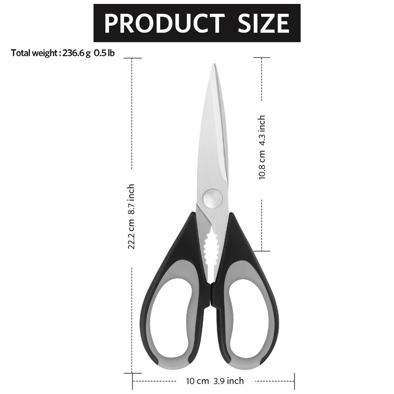 Vutyvve Kitchen Scissors, Stainless Steel Blades, Soft Grip, Multifunctional Kitchen