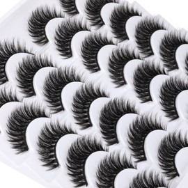 ALICROWN Short Eyelashes Natural Look False Lashes Mixed Lightweight Fuzzy Handmade Soft Volume 14 Pairs Faux Mink Pack