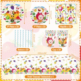 Fruit Party Supplies, Includes Plates, Napkins, Cups, Tablecloths, Straws , for Dancing Fruit Theme 1st Birthday Baby Shower Party Decor Serves 20