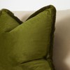 JUSPURBET Pack of 2 Olive Green Decorative Fringe Velvet Throw