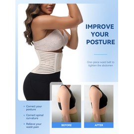 SHAPSHE Waist Trainer Belt for Women Back Support Postpartum Belly Band Workout Body Shaper with Adjustable Straps for Women/Men Beige