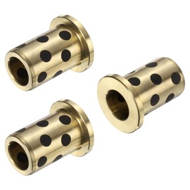 QUARKZMAN Pack of 3 flange sleeve bearings, 12 mm bore x 18 mm outer diameter x 30 mm height, wrapped oil-free flange bushings, brass graphite, oil-free lubricating cast brass bearing