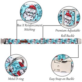 lionet paws-Collar con Pajarita navideña para Perro - Bonito Collar de algodón Ajustable Azul con Pajarita para Perro pequeño, Mediano y Grande, Regalo para niña y niño, L, Cuello de 16