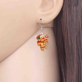DALANE Acrylic Cute Christmas Hat Gingerbread Man Earrings Dangle Candy Canes Jewellery for Women Ladies Girls Children Christmas Gifts, Acrylic, No Gemstone