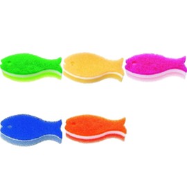 Marna P167 Fish Sponge (Sponge, Dishwashing/Set of 5 Colors), Kitchen Sponge (3 Layer Structure/Fish Sponge), Dish Sponge