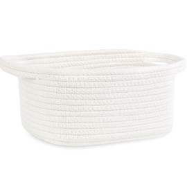 ABenkle Small Storage Basket, Mini Baby Basket, Cute Tiny Cotton Rope Woven Basket,Shelf Basket, Boho Decorative Toy Dog Cat Basket for Nursery, Kids Room, Spa, Empty Gift Basket - XS, White