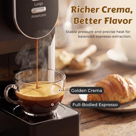 Hanrose Capsule Espresso Machine, Nespresso Machine Original Capsules Compatible, 20Bar Espresso Machine with Pods, 1L Water Tank, Fast Heating & 4 Brewing Modes Mini Espresso Maker for Home or Office