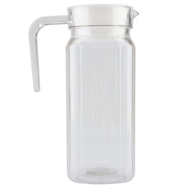 Acrylic Jug Carafe with Lid and Handle Ribbed Striped Juice Bottle Plastic Drinkware Water Ice Cold Dispenser for Bar Home 800ml