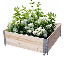 GATEZAOLU Raised Garden Bed ，Outdoor Planter Box ， Herbs Flowerbed & Vegetable Garden Wooden Box ，Foldable & Stackable ，Solid Cedar Wood with hinged Metal Corners | 38" W x 38" L x 11.4" H