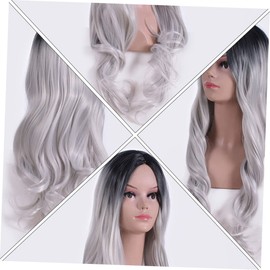 BIUDECO 1pc Gradient Color Curly Wig for Women Dyed Synthetic Hairpiece Natural Touch Heat-resistant Fiber for Daily Wear and Cosplay for Parties and Events