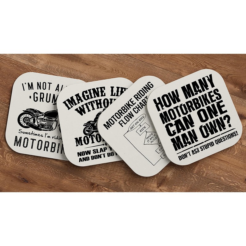 Getting Shirty Set Of 4 Motorbike/Motorcycle Drink Coasters