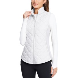 baleaf Women's Puffer Vest Lightweight Winter Warm Quilted Vests Water Resistant Zip Pockets Star White M