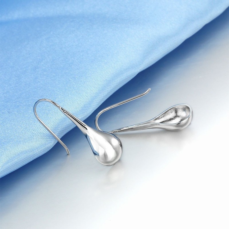 Silver Ear Needle With Teardrop & Waterdrop Earrings (Copper Waterdrop)