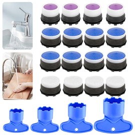 20 Pcs Kitchen Tap Aerator, Tap Aerator, Flow Pure Tap Filter Multiple Sizes of Aerators are Enough to Meet Your Installation Needs for Various Faucets