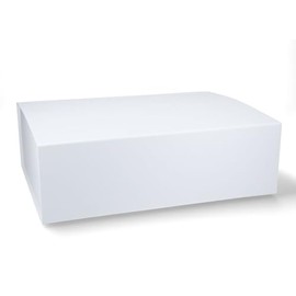 Premium Gift Box with Lid, Foldable, Gift Box, Magnetic Box, Gift Packaging for Christmas and Birthday, Magnetic Folding Box, Matte White, 38 x 28 x 12 cm