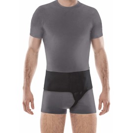 TOROS-GROUP Hernie Leistenbruch Gürtel Unterstützung für reduzierbaren Leistenbrüche Hernia Truss Links Large Schwarz 117-125 cm