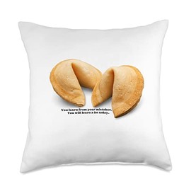 The Funny Fortune Cookie - Shirt & Gift Shop Funny Gift Chinese Food Takeout Fortune Cookie Saying #001 Throw Pillow, 18x18, Multicolor