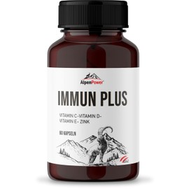 AlpenPower Immun Plus Complex 60 Capsules - Vitamin C + Vitamin D3 + Vitamin E + Zinc for Optimal Support of the Immune System - High Bioavailability - Made in Austria - 60 Daily Doses