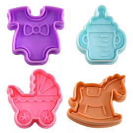 R&M Baby Shower Pastry Cookie Stampers 4 Pc Set R&M Carriage Bottle