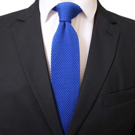 Corbata de punto delgada para hombre, color liso, elegante, casual, varios colores, Azul Real, Talla única