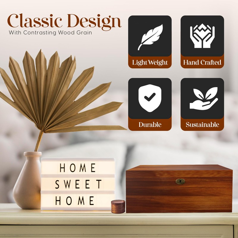 LUSH & STYLE Large Memory Box For Keepsakes Acacia Wood