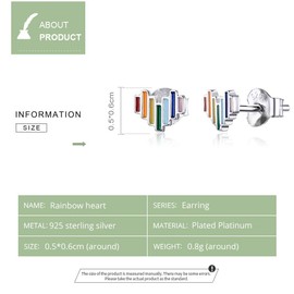 Rainbow Heart Enamel Rainbow Heart Stud Earrings for Girls Lady Women Minimalist Silver Prevent Allergy Jewellery Brinco New