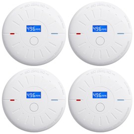 4 Pack 10 Year Battery Operated Smoke and Carbon Monoxide Detector, Portable Fire Co Alarm for Home and Kitchen (White)