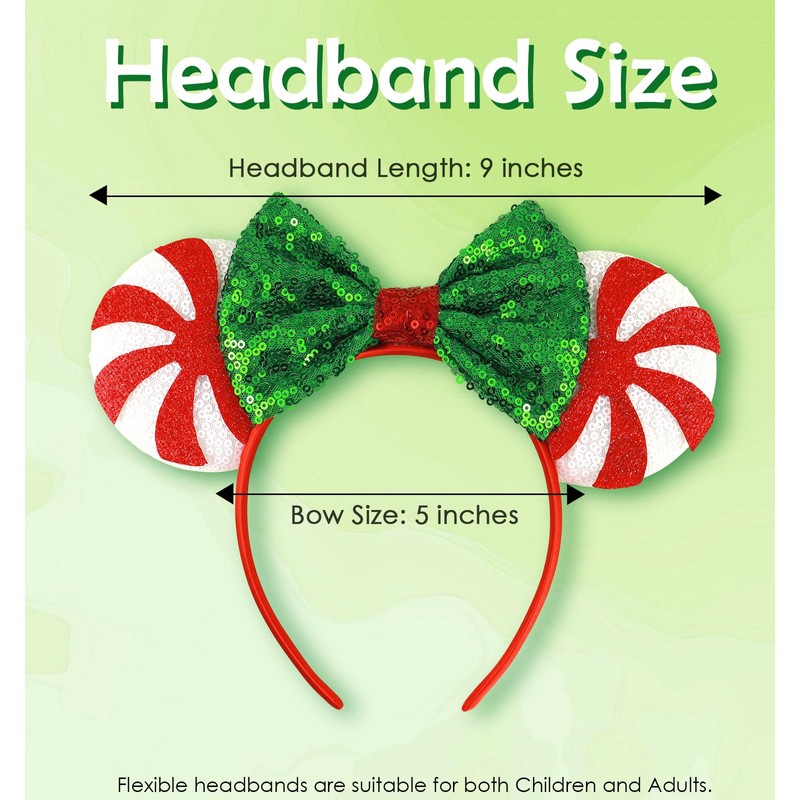 Christmas Mouse Ears Headbands for Women-White