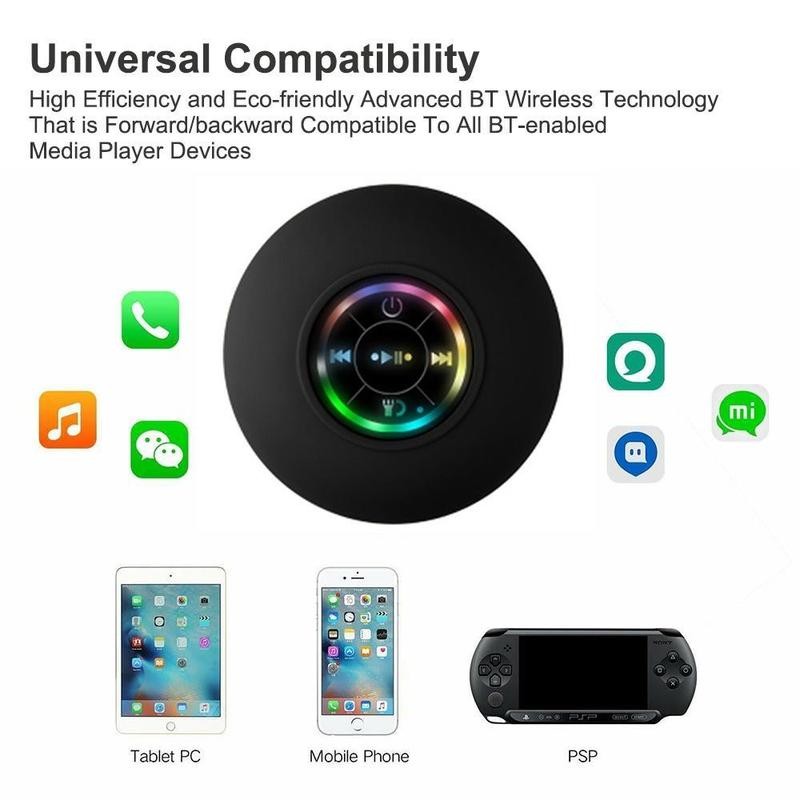 Suction Cup Waterproof Bluetooth Speaker LED Light Light Waterproof Bathroom