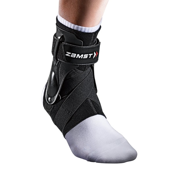 Zamst A2-DX Sports Ankle Brace with Protective Guards For High Ankle Sprains and Chronic Ankle Instability-for Basketball, Volleyball, Lacrosse, Football-Black, Right, Small