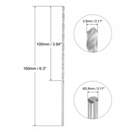 sourcing map 6542 High Speed Steel Straight Shank Twist Extra Long Drill Bit, Uncoated 2.8mm Drill Diameter 160mm Length