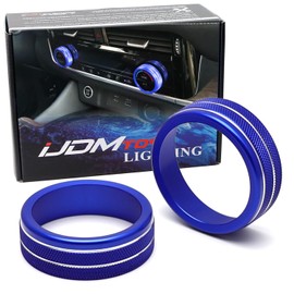 iJDMTOY 2pcs Sports Blue Anodized Aluminum Center Dashboard AC Climate Control Switch Cover Rings, Compatible with Nissan 2021-2023 Rogue/X-Trail