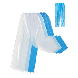 Rain Pants,4PCS Disposable Rain Pants With Shoe Cover,Disposable Raincoat With Connected Feet, Men and Women Waterproof Rain Ponchos for Adults (Blue+Transprant)