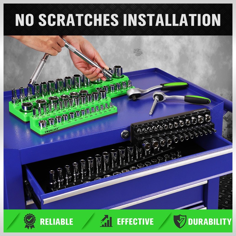 SWANLAKE GARDEN TOOLS Magnetic Socket Organizer Set, 4PCS Socket Holder