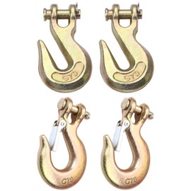 4 PCS Trailer Safety Chain Hooks, 3/8 in and 1/2 in G70 Forged Steel Heavy Duty Hooks, Self-Locking Clevis Hook for Truck, Trailer, Crane, Lifting