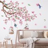 Jiusely Large Pink Flower Tree Branch Wall Stickers, Pink Cherry