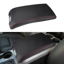 INTGET Center Console Armrest Cover for Ford F150 Accessories 2009 2010 2011 2012 2013 2014 Car Middle Lid Seat Cover Protector Elbow Cushion Pad (Red Stitches, 2009-2014)