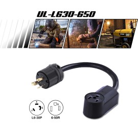 Getwiredusa NEMA L6-30P to 6-50R, AC 30A to Welder 50A Adapter Cord 30A 250V