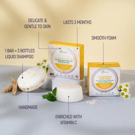 Solid Rice Protein Water Shampoo & Conditioner Hair Soap – Shampoo and Conditioner Bars For Hair With All Natural Plant Based Essential Oils And Zero Waste Packaging (Chamomile & Mint)