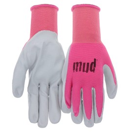 Simply MUD Women's Nylon Seamless Knit and Flexible Nitrile Coated Palm Garden Gloves, Water Resistant, Superior Grip, Abrasion Resistant, Pink, Medium (MD31031SP-WM)